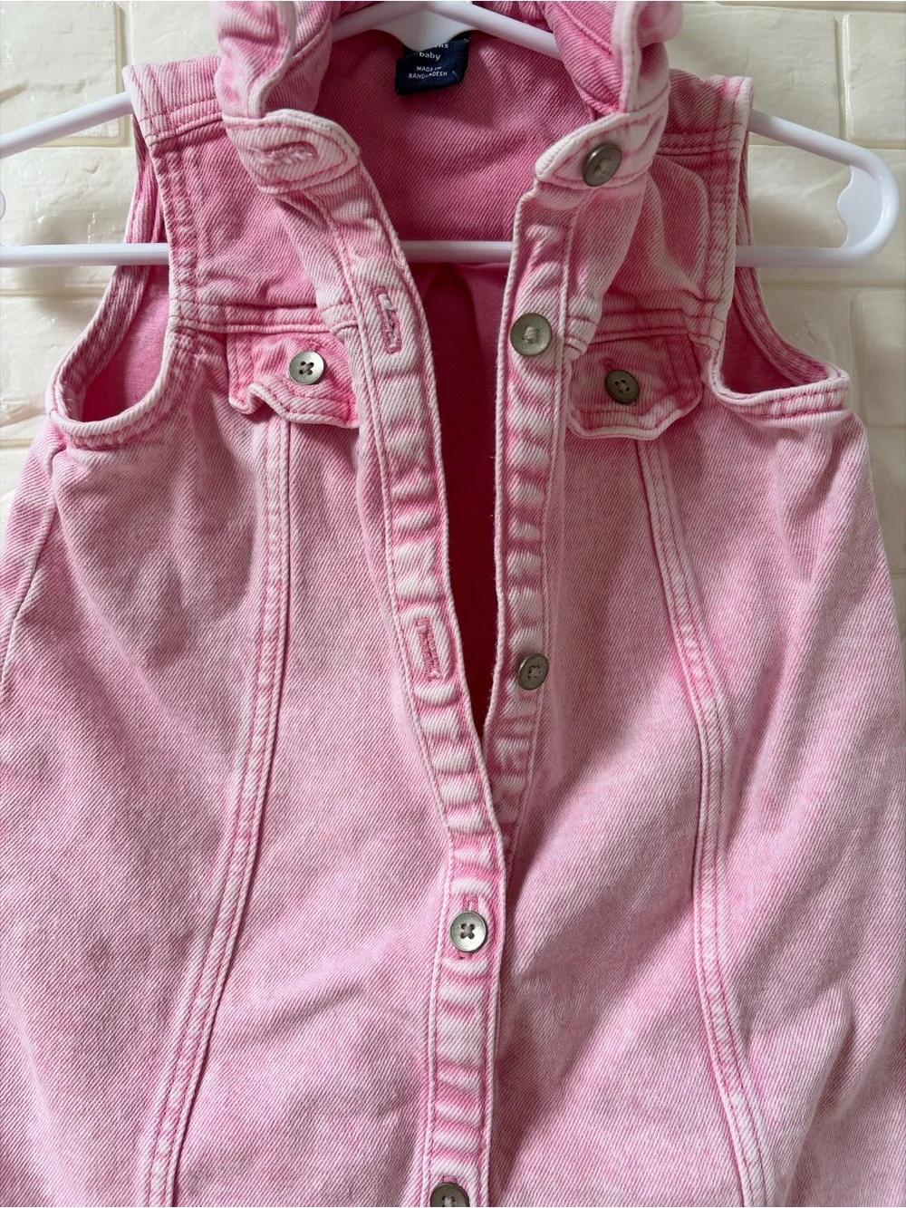 GAP Pink Sleeveless Denim Vest